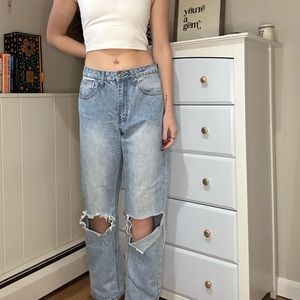Princess Polly FAIRMOUNT STRAIGHT LEG JEAN LIGHT WASH DENIM